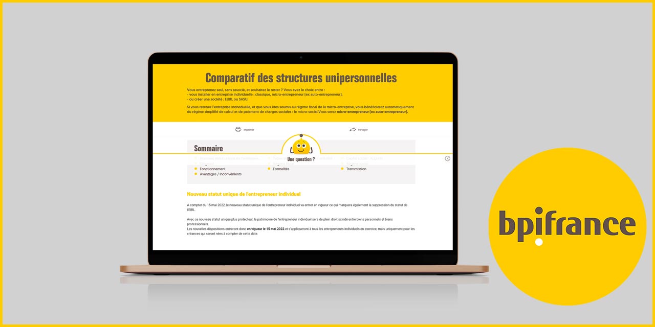 [BPI France] Nouveau statut unique de l&rsquo;entreprise individuelle